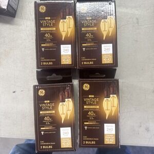 GE Vintage Style Warm Dimmable  40W/3.5W Amber LED Bulbs 240Lumens 8 Bulbs